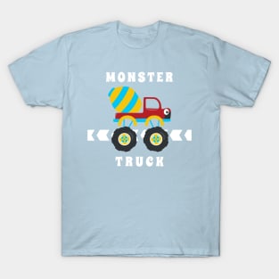 Vector illustration of monster truck with cartoon style T-Shirt
